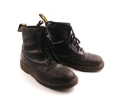 Doc Martens Boots Vintage 1990 Distressed Black Dr 8 eyelet uk size 7