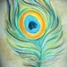 Peacock Feather  Original  Pastel wrawing 11x14