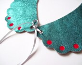 Peter Pan Style Leather Collar in Metallic Turquoise