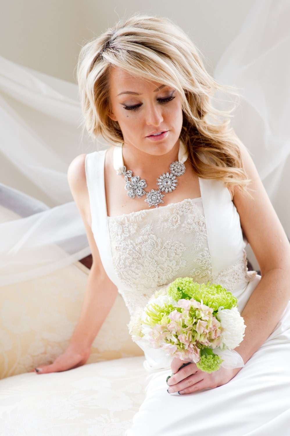 Crystal and Cream Statement Bridal Necklace