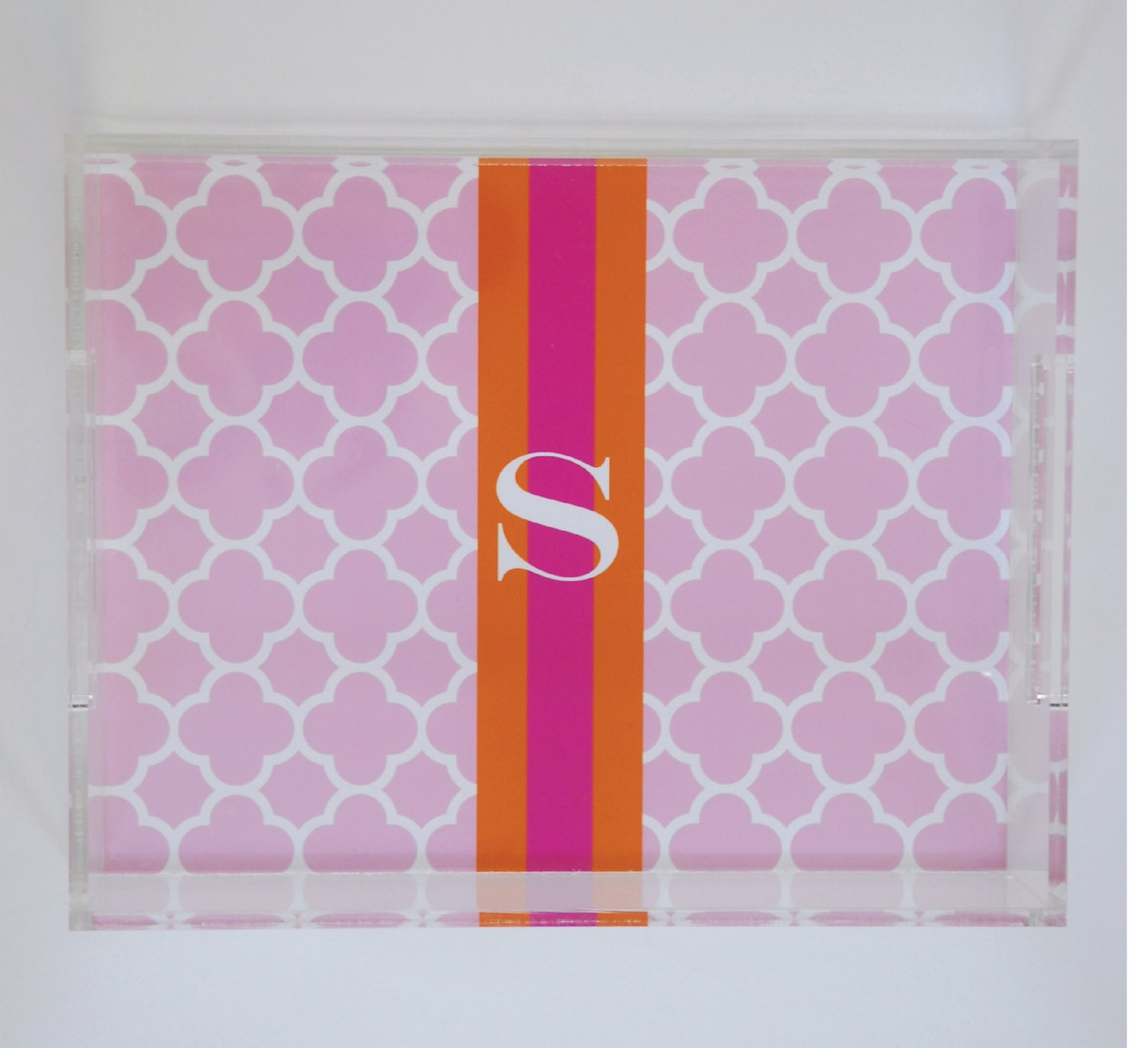 Personalized Lucite Tray - CLOVER Collection - you pick colors
