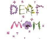 Herbarium Flower Print Note Card "Dear Mom"/Mother's Day Botanical Card/Love Card