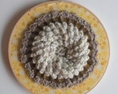 Lemon Yellow Free Form Crochet Hoop Art with Dandelion focal design, ready to ship.