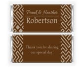 Wedding Chocolate Brown Maze Candy Bar Wrappers -  Personalized Printable PDF File