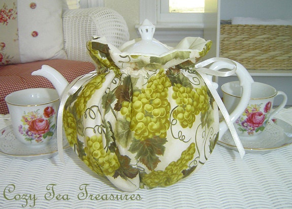 Tea Cozy for 6-8 Cup Teapot WINE COUNTRY Reversible, Insulated Tea Pot Tea Cozy Cosy Also Available in 1-2 Cup and 2-4 Cup Sizes