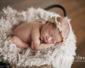 Ivory Lamb Lullaby Faux Fur Newborn Photo Prop, Artificial Fur Newborn Baby Photography Prop Blanket - Baby Boy Props, Props - 20x31