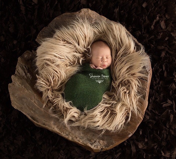 Brown 2-Toned Pony Faux FUR Newborn Baby Photography Prop Blanket - Newborn Props, Long Fur,  Like Flokati Wool Rug,  20 x 31