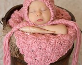Blossom Pink Newborn Girl Chunky Tassel Hat Photography Prop, Baby Props, Newborn Prop, Photo Props, Handmade Hat, Newborn Girls