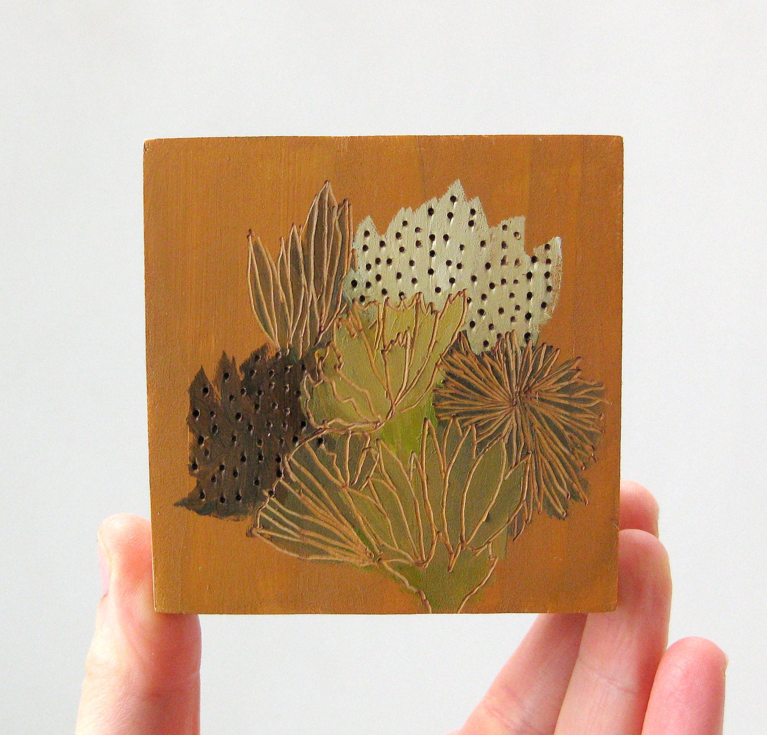 spring flora / original painting on reclaimed wood