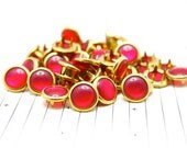 Limited Edition 24 GOLD RIMMED Red Cowgirl Snaps Pearl Prong Western Snaps