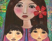Mom and Two sons Ceramic Tile