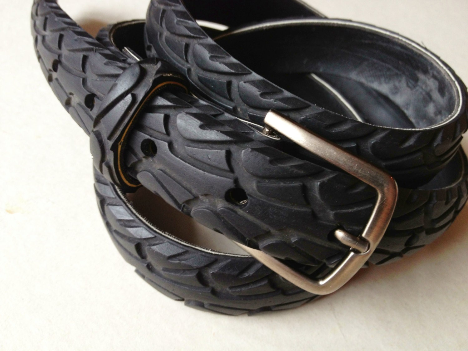 Little white  - recycled bicycle tire belt