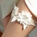Lace Wedding Garter - Bridal garter, chiffon Flower with Crystals on Stretchy band