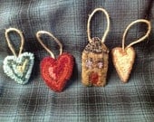 Hand hooked ornaments set of 4 rug hooking