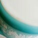 vintage Pyrex dish or bowl, Amish butterprint, turquoise and white, ovenware or casserole