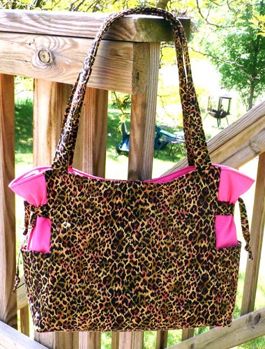 Cheeta and Pink Handbag, Baby Bag, Travel Bag, Purse, Tote