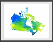 i love canada watercolor map print: 8.5 x 11