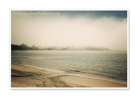 Beach Photography / Coastal Wall Art and Decor / Ocean Photograph / 4x6 Fine Art Photo / Blue Sea / Stormy Sea / Gray Fog