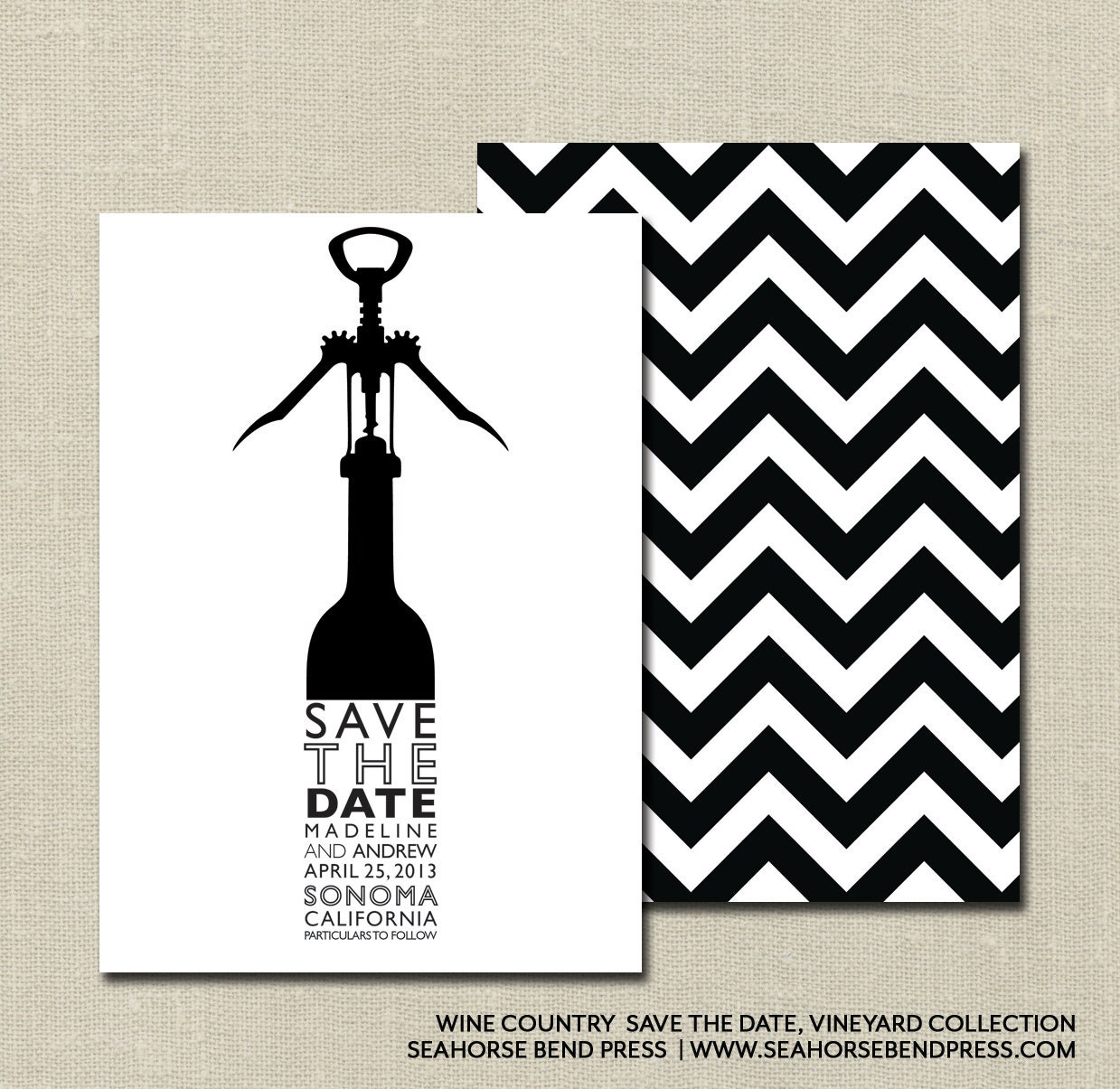 Save The Date, Wine Country Chevron Stripe
