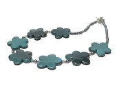 Bib, Bold, Antique Blue Flower Chunky Necklace