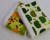 SALE Turtle Burp Cloths - Green, Orange, & Brown - set of 2