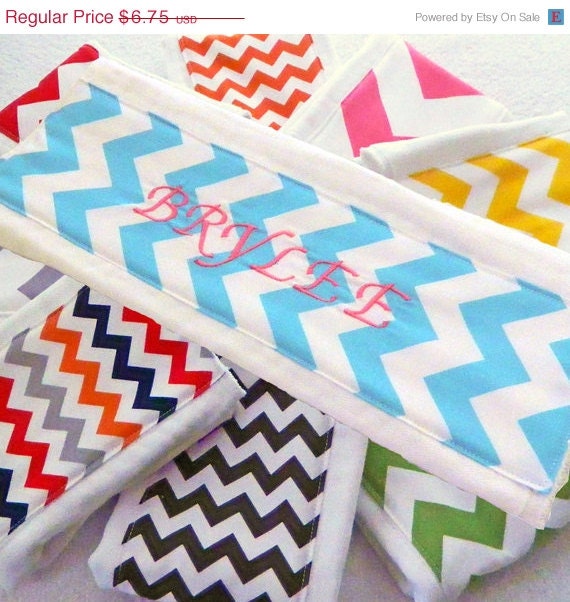SALE Chevron Name Burp Cloth - You choose the color