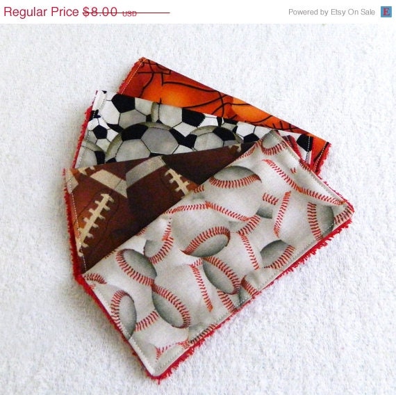 SALE Sports Wash Cloths -Reusable Wipes - Set of 4