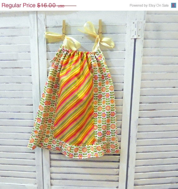 SALE Flowers & Stripes Dress- ready to ship size 12-24 mon