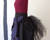 Victorian steampunk gothic Black and blue tattered bustle with tulle.