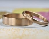 Handmade eco-friendly solid recycled 14k gold wedding band set - Modern Wedding Ring - Satin or Shiny Finish - Wide Men's Ring