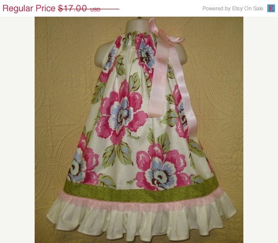 ON SALE Girls Size Fits 5 to 6 Wild Pink Poppy Boutique Pillowcase Dress
