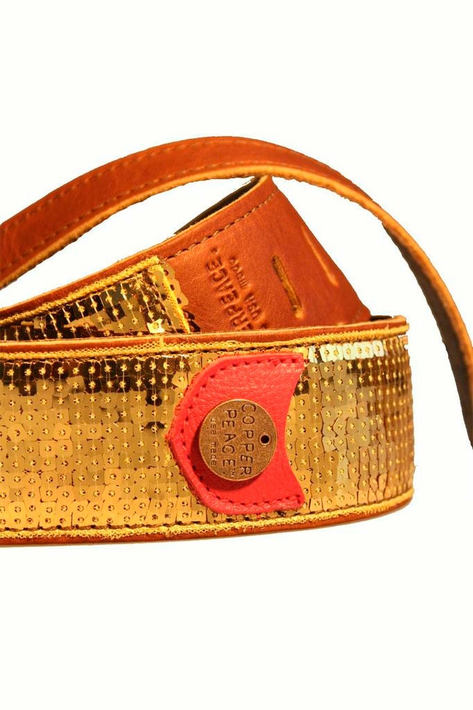 Gold Sequined Glovely Guitar Strap