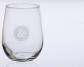 Ampersand (And) Symbol etched Stemless Wine glass