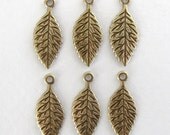 Antiqued Brass Ox Charm Rose Leaf Drop Leaves Stamping 17mm chm0194 (6)