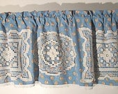 Vintage Shabby Textiles Valance, Upcycle Fabric and Linens, Window Treatment, Window Curtains, Shabby Chic Kitchen Curtain