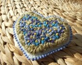 Heart Shaped Pin  with Forget Me Nots and Leaves