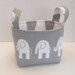Ele, the Elephant, Gray and White Fabric Basket