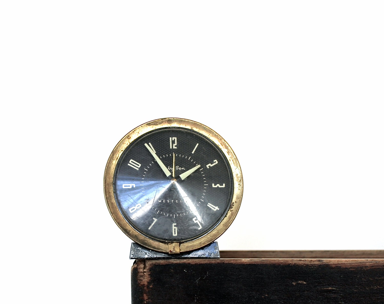 The Time Has Come - Vintage Baby Ben Westclox Wind Up Alarm Clock - Home Decor - Mid Century - Black - Geometric - Modern - Brass - becaruns