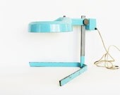 I Can See Clearly Now - Vintage Desk Lamp with Magnify Glass - Adjustable - Artist - Jewelry Maker - Industrial - Shop - Aqua - Geometric
