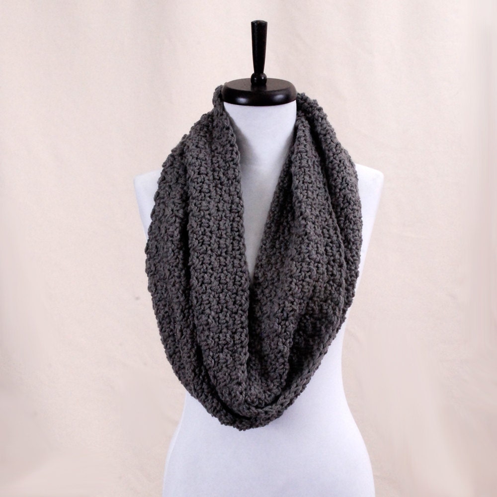 AMAZING Circle Scarf - PEWTER slate grey - handmade crochet scarf, circle scarf, fall winter fashion, cowl neckwarmer shawl collar