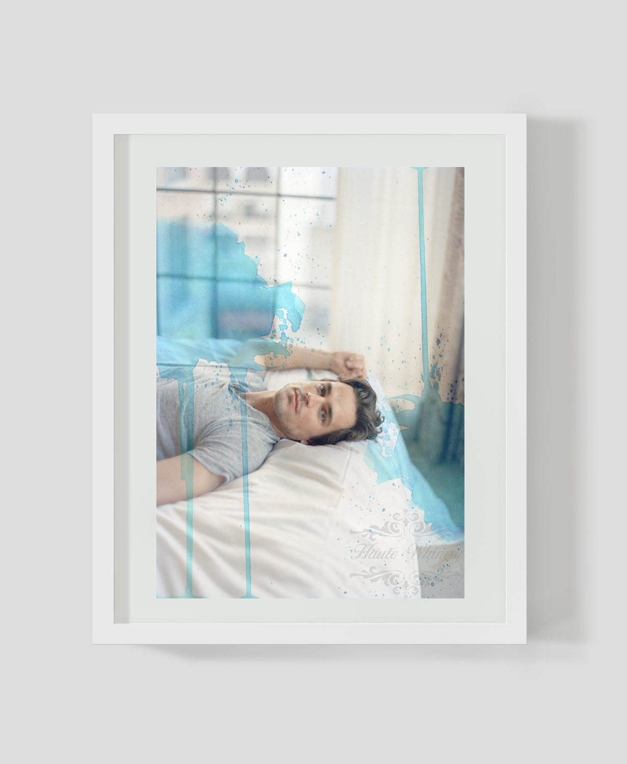 Matt Bomer Baby Blues: 5x7, Mixed Media, Home Decor Wall Art, Fine Art