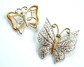 Vintage Silver and Gold Tone Butterfly Brooch Lot Avon, Free US Shipping