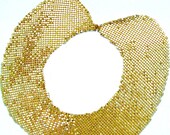 Whiting and Davis Gold Mesh Statement Necklace Collar Bib Necklace Designer Jewelry, FREE US SHIPPING