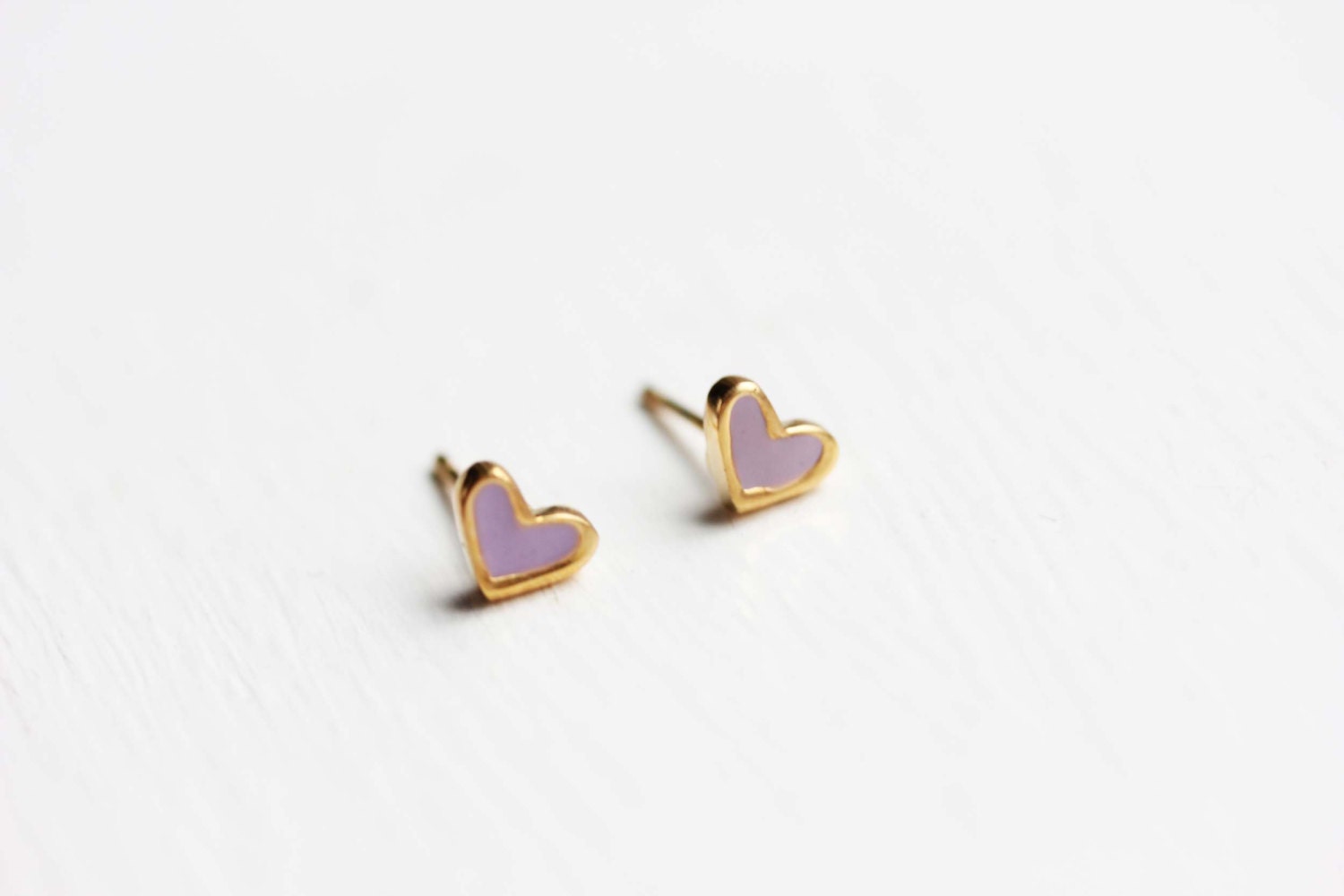 Tiny Purple Heart Studs
