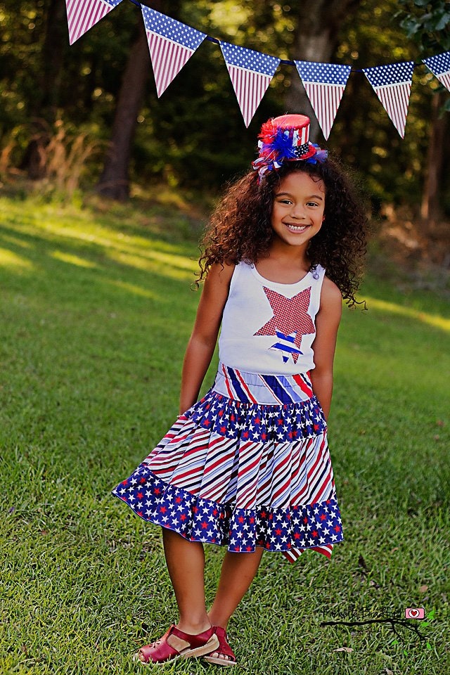 STARS & STRIPES skirt set for the Yankee Doodle Sweetheart collection sizes 12mo to girls 14/16