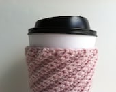 Crochet Coffee Cup Sleeve - Heather Pink