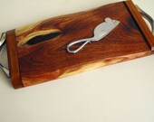 Cutting Board or Cheese Board With Silver Colored Handles