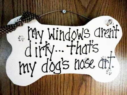 Dogs nose art sign, dog bone on wood