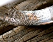 Custom Designed Finger Print Wedding Ring in Platinum with Matte Finish and Your Own Handwritten Quote Size 10.5/6mm