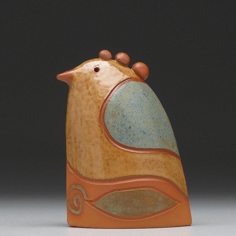 Ceramic bird, handmade, home decor,earth colors, gift, clay